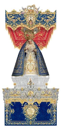 Diseñó del palio de la Virgen de la Salud de los Desamparados del Santo Ángel